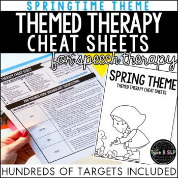 Springtime Themed Therapy Cheat Sheets for Speech Therapy
