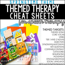 Load image into Gallery viewer, Springtime Themed Therapy Cheat Sheets for Speech Therapy
