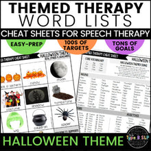 Load image into Gallery viewer, Halloween Themed Word Lists | Themed Cheat Sheets for Speech Therapy
