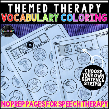 Speech Therapy Sentence Expansion Worksheets: Themed Vocabulary Coloring Pages