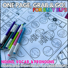 Load image into Gallery viewer, Speech Therapy Sentence Expansion Worksheets: Themed Vocabulary Coloring Pages
