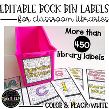 Load image into Gallery viewer, Editable Book Bin Labels, Classroom Library: Color &amp; BW
