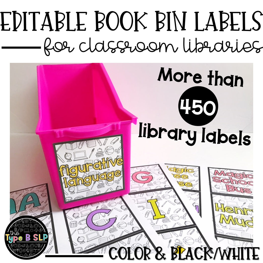 editable-book-bin-labels-classroom-library-color-bw-the-type-b-slp for Book Bin Labels Free Printable Editable Book Bin Labels, Classroom Library: Color & BW – The Type B SLP for Book Bin Labels Free Printable