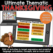 Load image into Gallery viewer, Ultimate Thematic THANKSGIVING UNIT: Distance Learning for Speech Therapy
