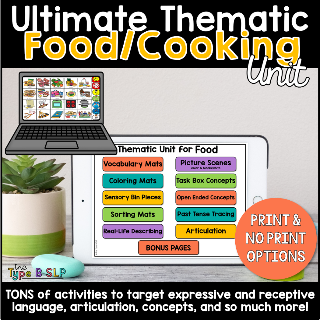 Ultimate Thematic FOOD UNIT: Distance Learning for Speech Therapy