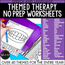 Load image into Gallery viewer, Yearlong No Prep Themed Worksheets for Speech Therapy PART ONE
