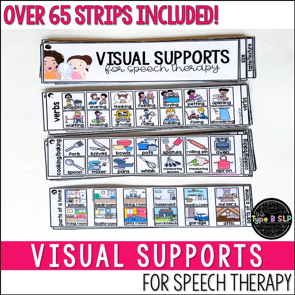 Visual Supports Strips for Speech Therapy | Describing Categories Language