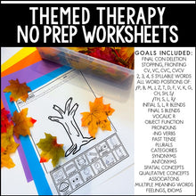 Load image into Gallery viewer, Yearlong No Prep Themed Worksheets for Speech Therapy PART TWO
