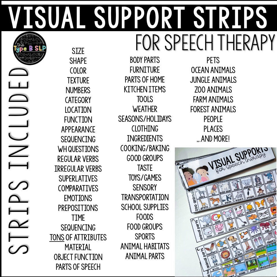 Communication Visual Strip Visual Supports Strips for Speech Therapy | Describing Categories Lang ...