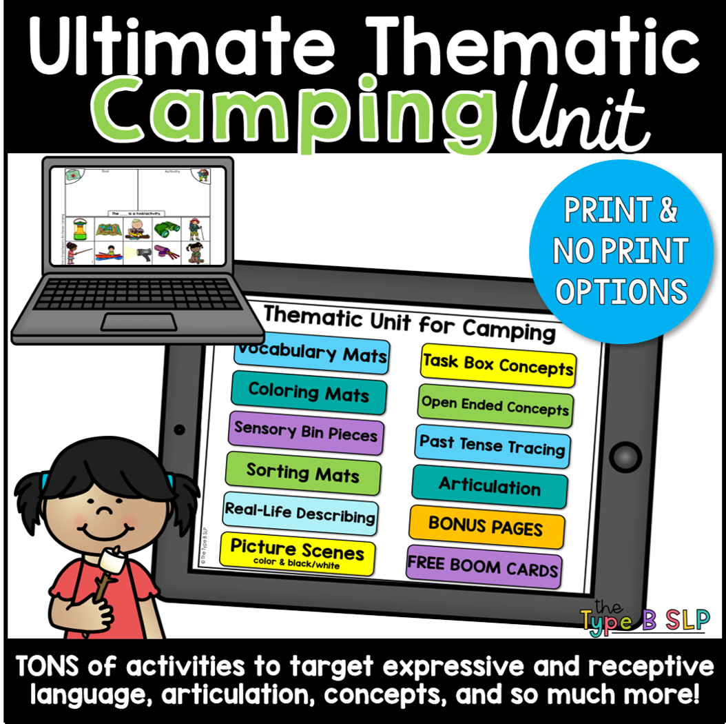 Ultimate Thematic CAMPING UNIT: Distance Learning for Speech Therapy