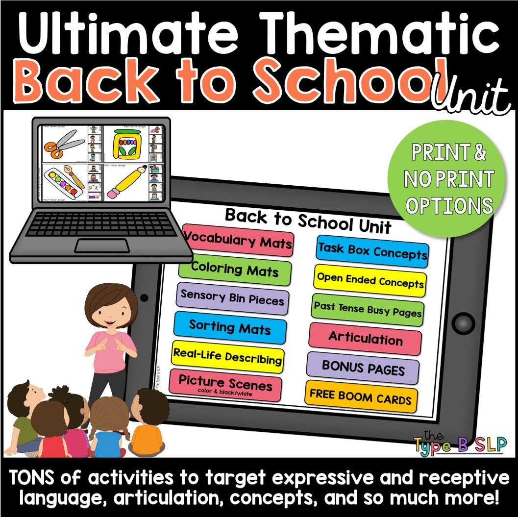 Ultimate Thematic BACK TO SCHOOL UNIT: Distance Learning for Speech Therapy