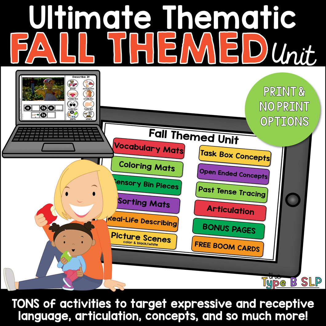 Ultimate Thematic FALL UNIT for Speech Therapy and Distance Learning