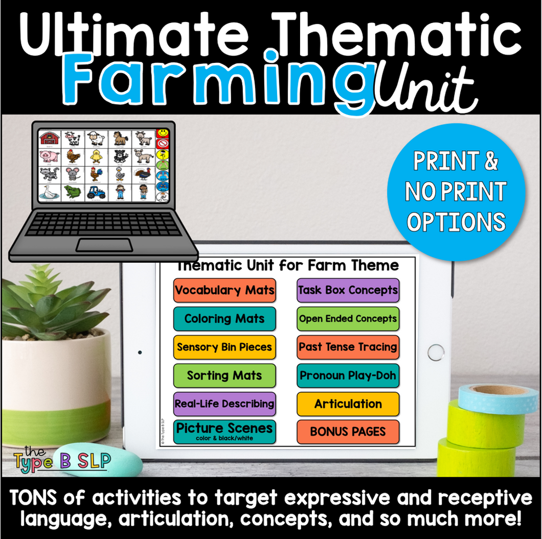 Ultimate Thematic FARMING UNIT: Distance Learning for Speech Therapy