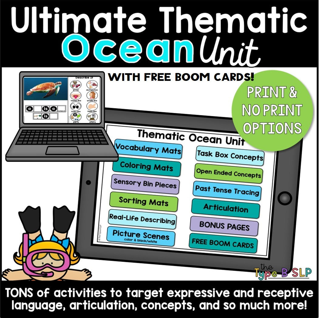 Ultimate Thematic OCEAN UNIT: Distance Learning for Speech Therapy
